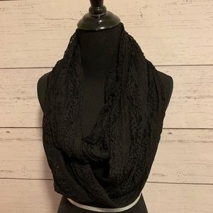 Black lace infinity scarf